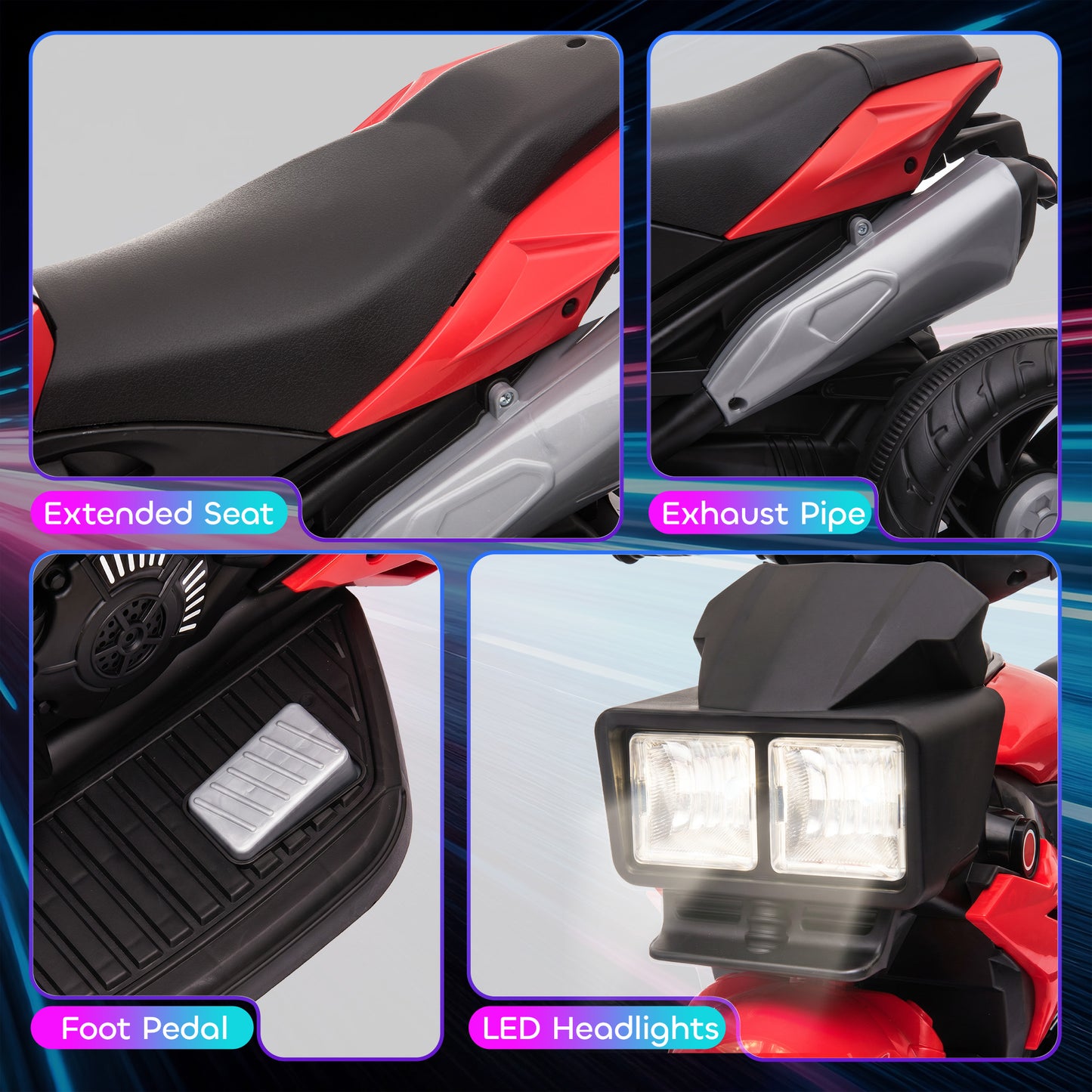 Moto électrique pour enfants 6V avec pédales musique phares