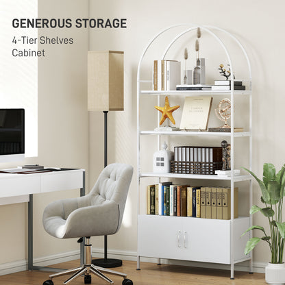 Bibliothèque arquée à 4 niveaux avec meuble de rangement