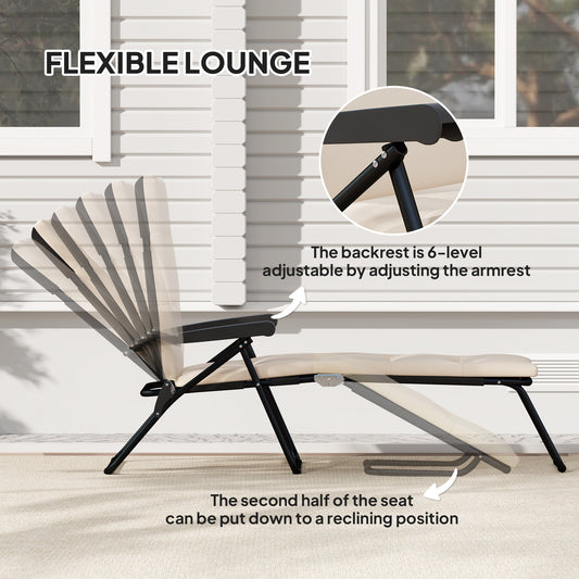 Chaise longue pliante à dossier réglable 6 positions