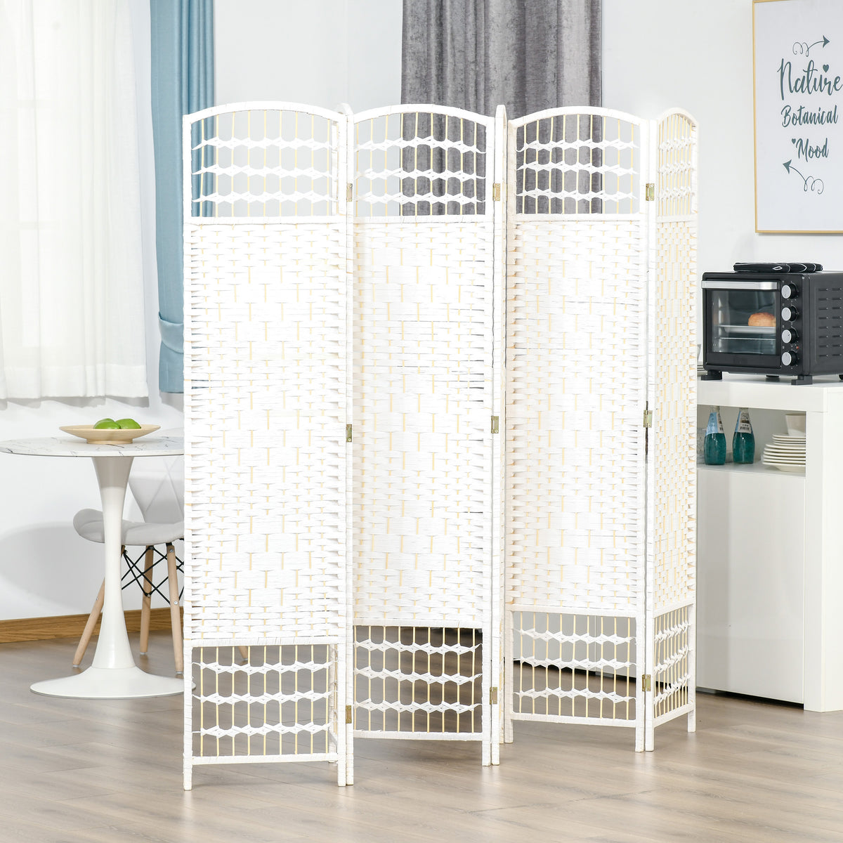 Paravent 6 panneaux pliable en fibre tissée