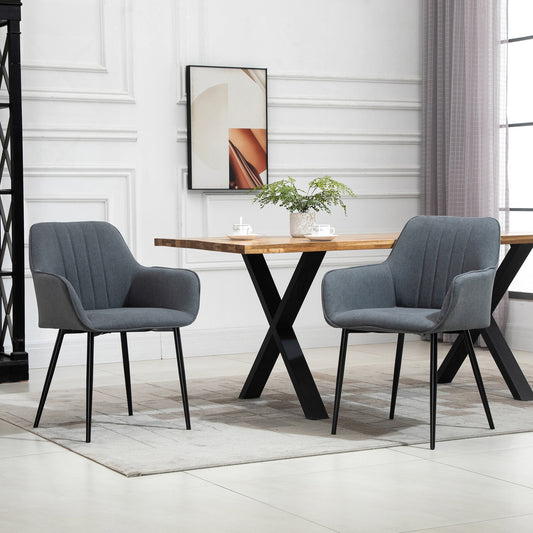 Ensemble de 2 chaises de salle à manger en lin