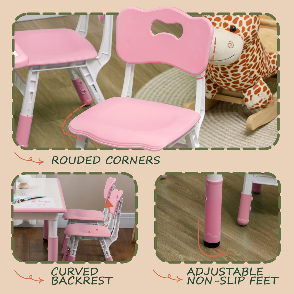 Ensemble table et chaises pour enfants ajustable — Lot de 5