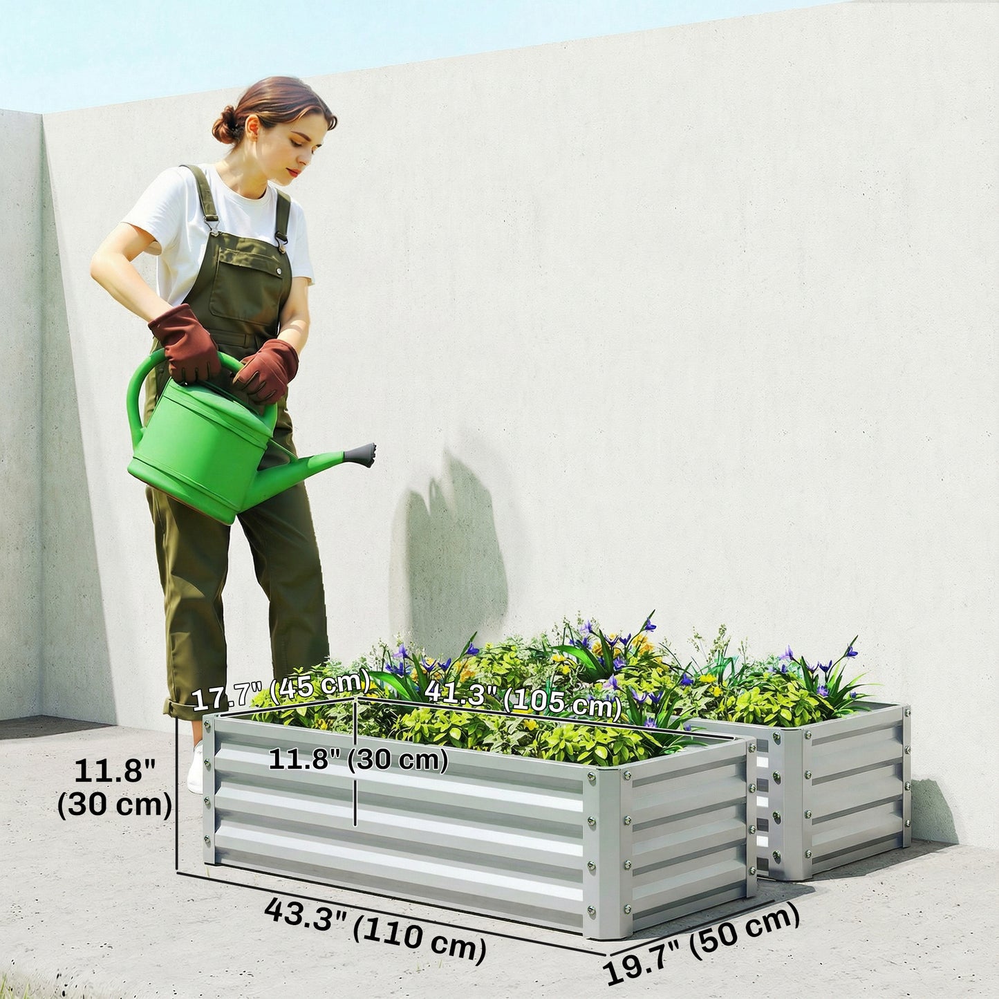 Bacs de jardinage surélevés galvanisés ensemble de 2