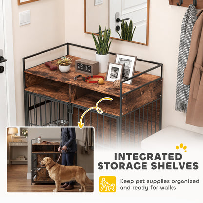 Cage pour chien meuble table d'appoint bols pivotants