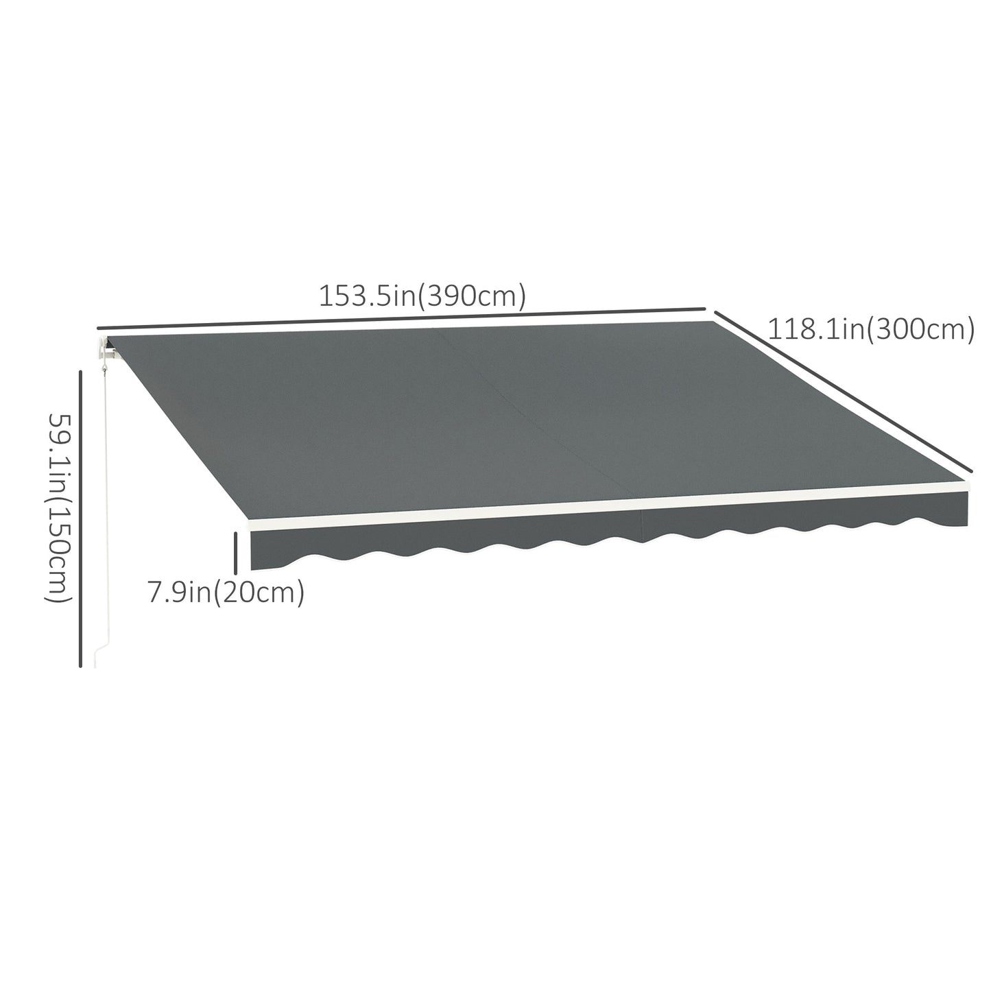 Store motorisé rétractable 396 x 305 cm cadre aluminium