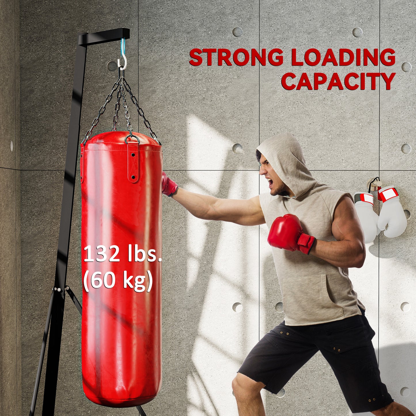Support de sac de boxe pliable à hauteur réglable
