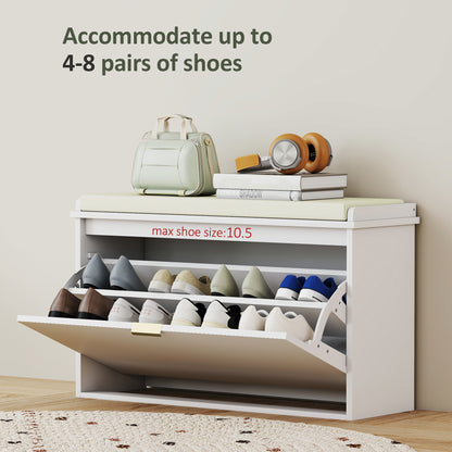 Banc d'entrée de rangement pour chaussures avec coussin