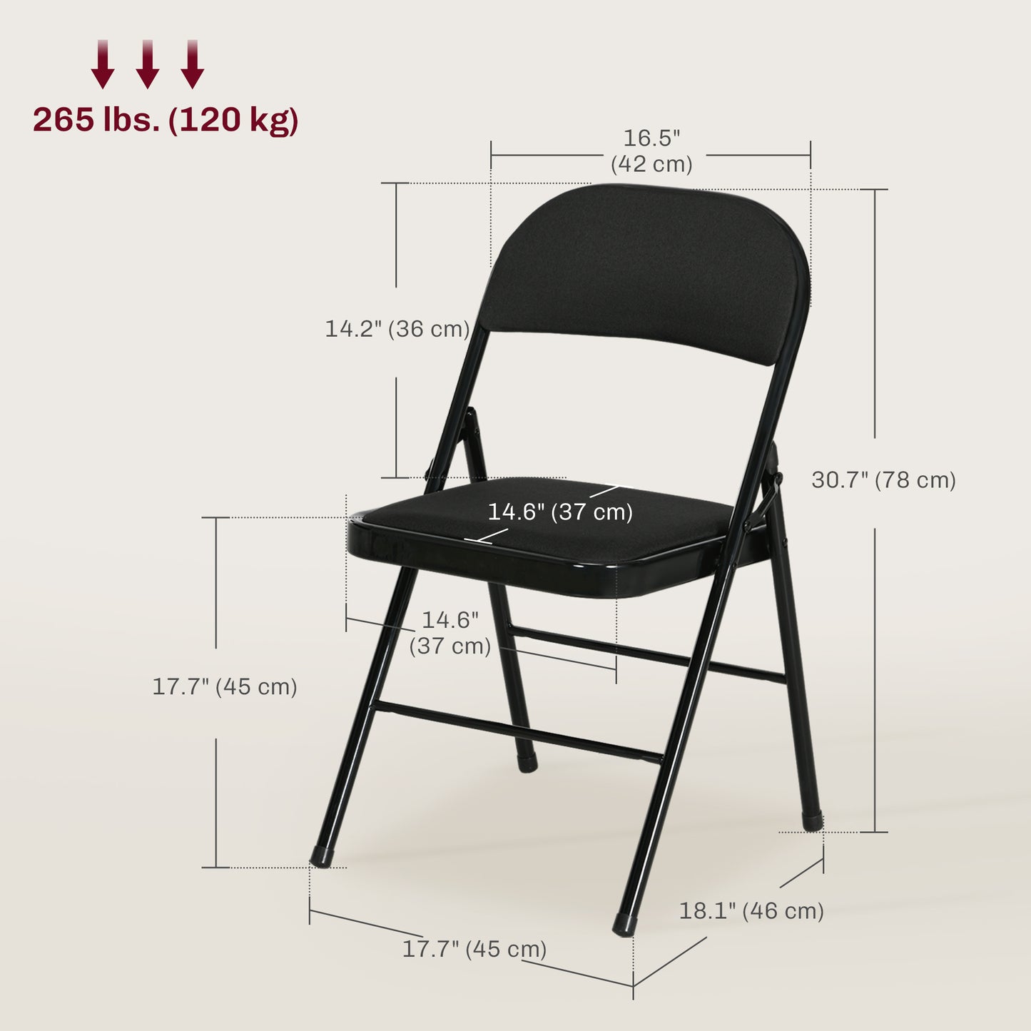 Chaises pliantes rembourrées en lin synthétique — lot de 4