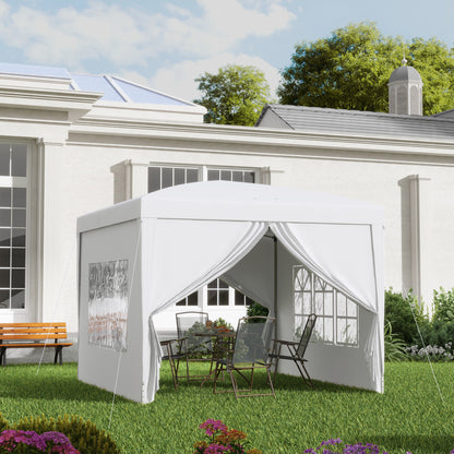 Tente Popup Extérieure 3m x 3m Gazebo Mariage — Blanc