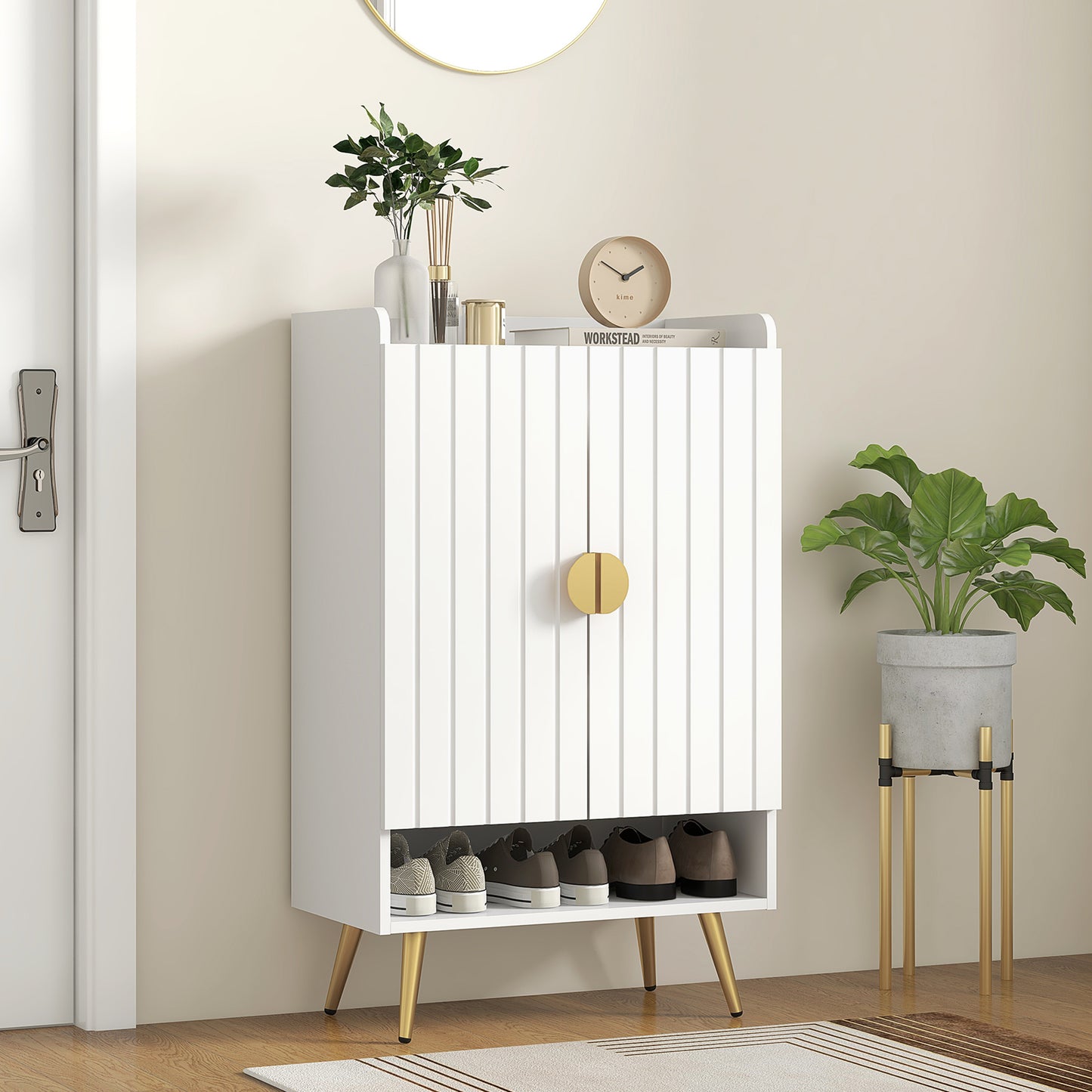 Armoire à chaussures étroite 4 niveaux, 15 paires