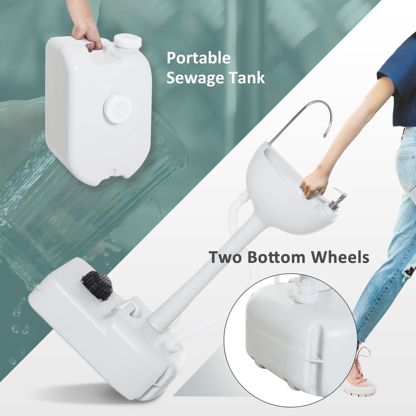 Évier de camping portable avec réservoir de récupération