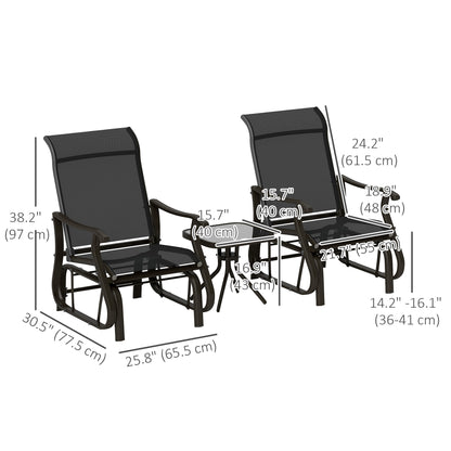 Ensemble planeurs de patio et table 3 pièces