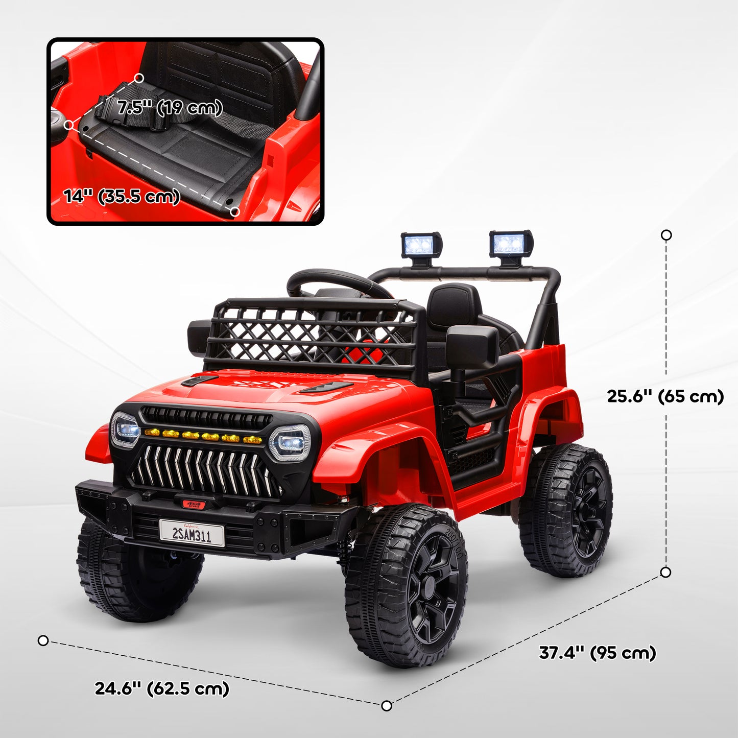 Camion électrique 12V télécommandé pour enfants avec suspension