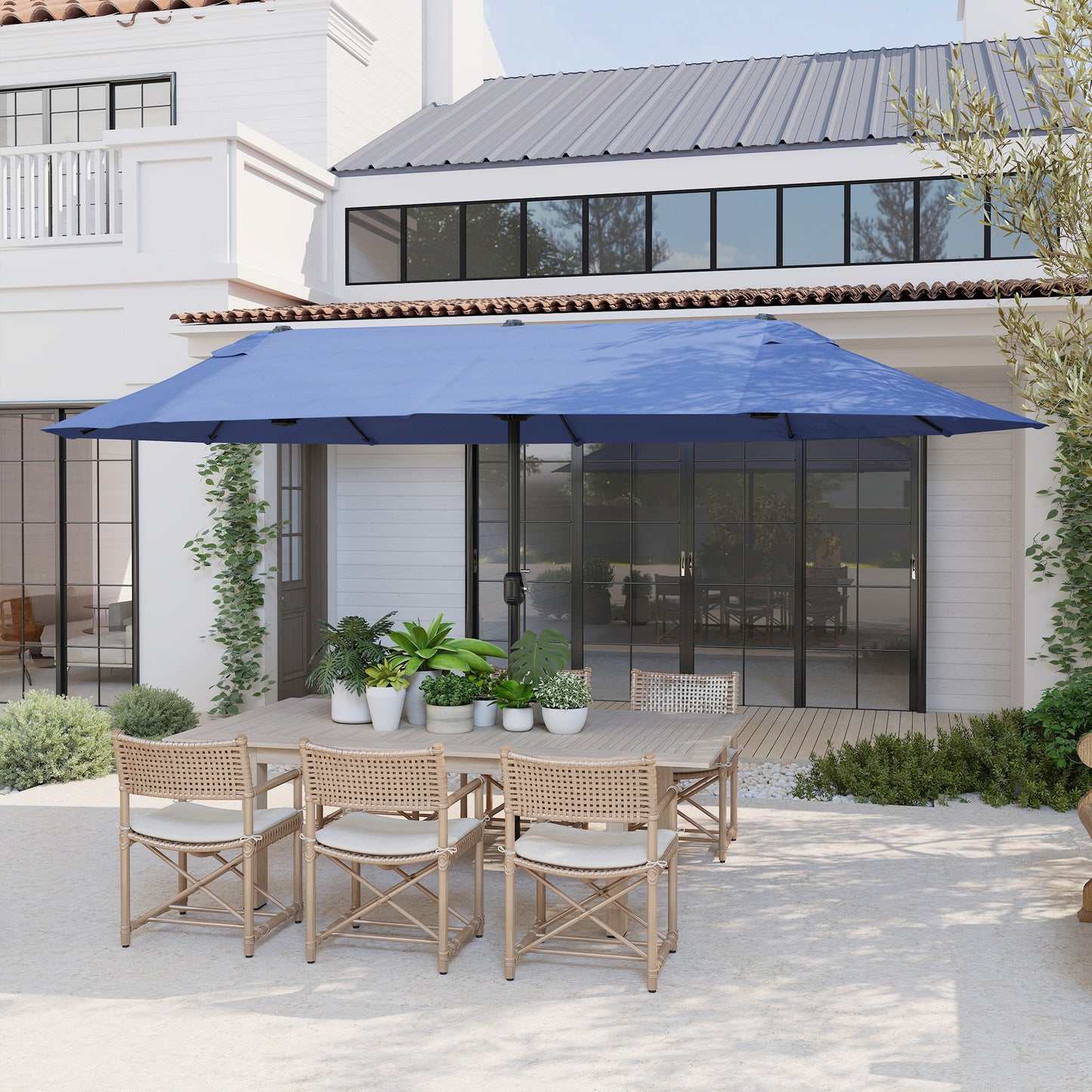 Parasol double face 4,6m avec manivelle acier