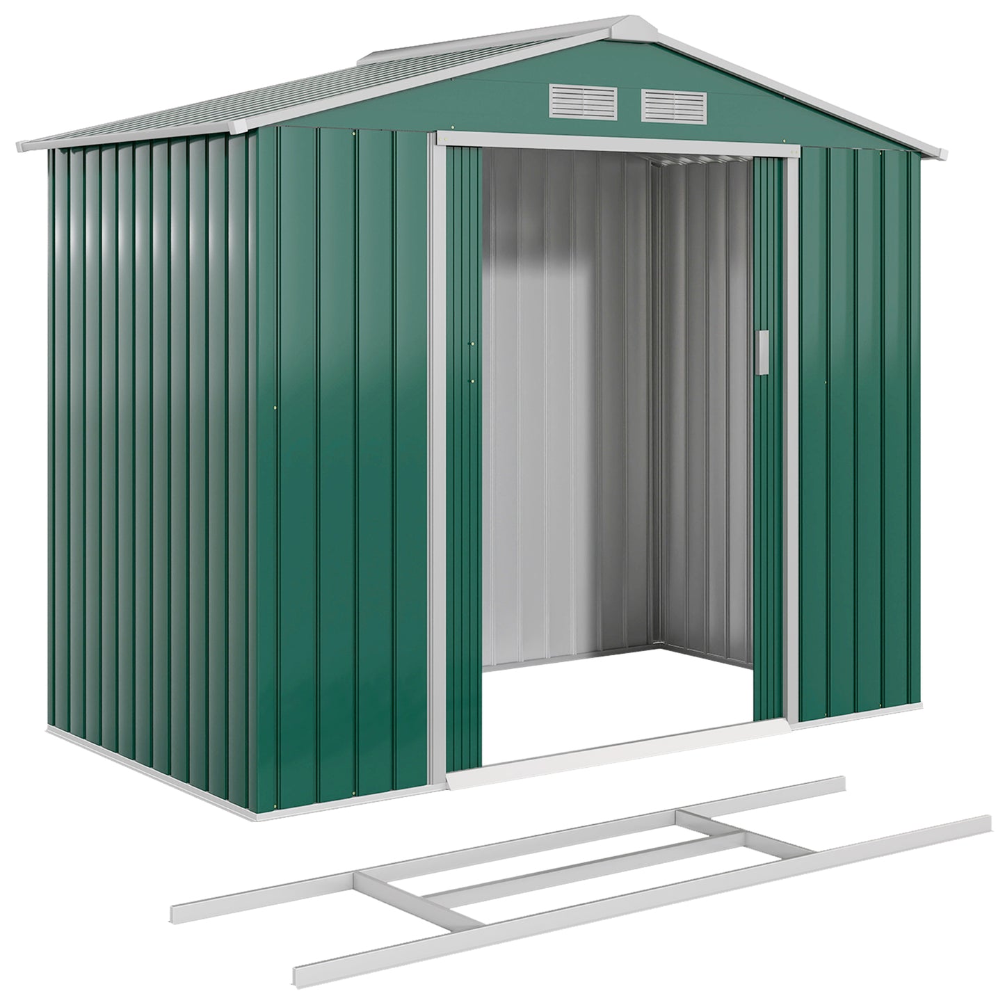 Abri de jardin en acier galvanisé à portes coulissantes