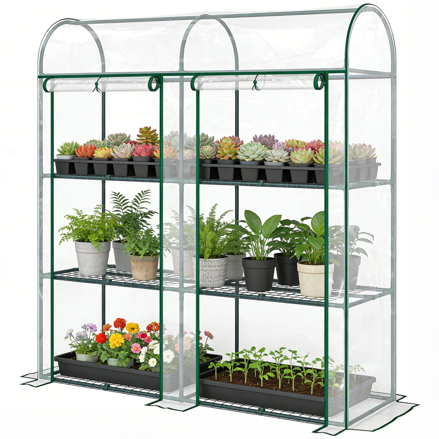 Mini serre portable 3 niveaux 2 portes enroulables