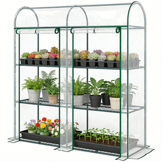 Mini serre portable 3 niveaux 2 portes enroulables