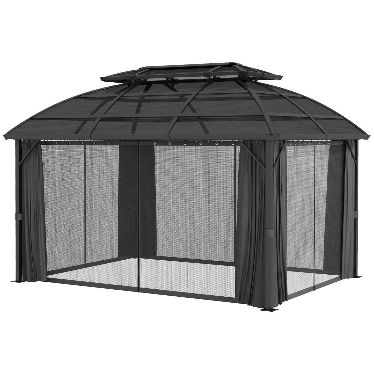 Gazebo de jardin double toit polycarbonate cadre aluminium