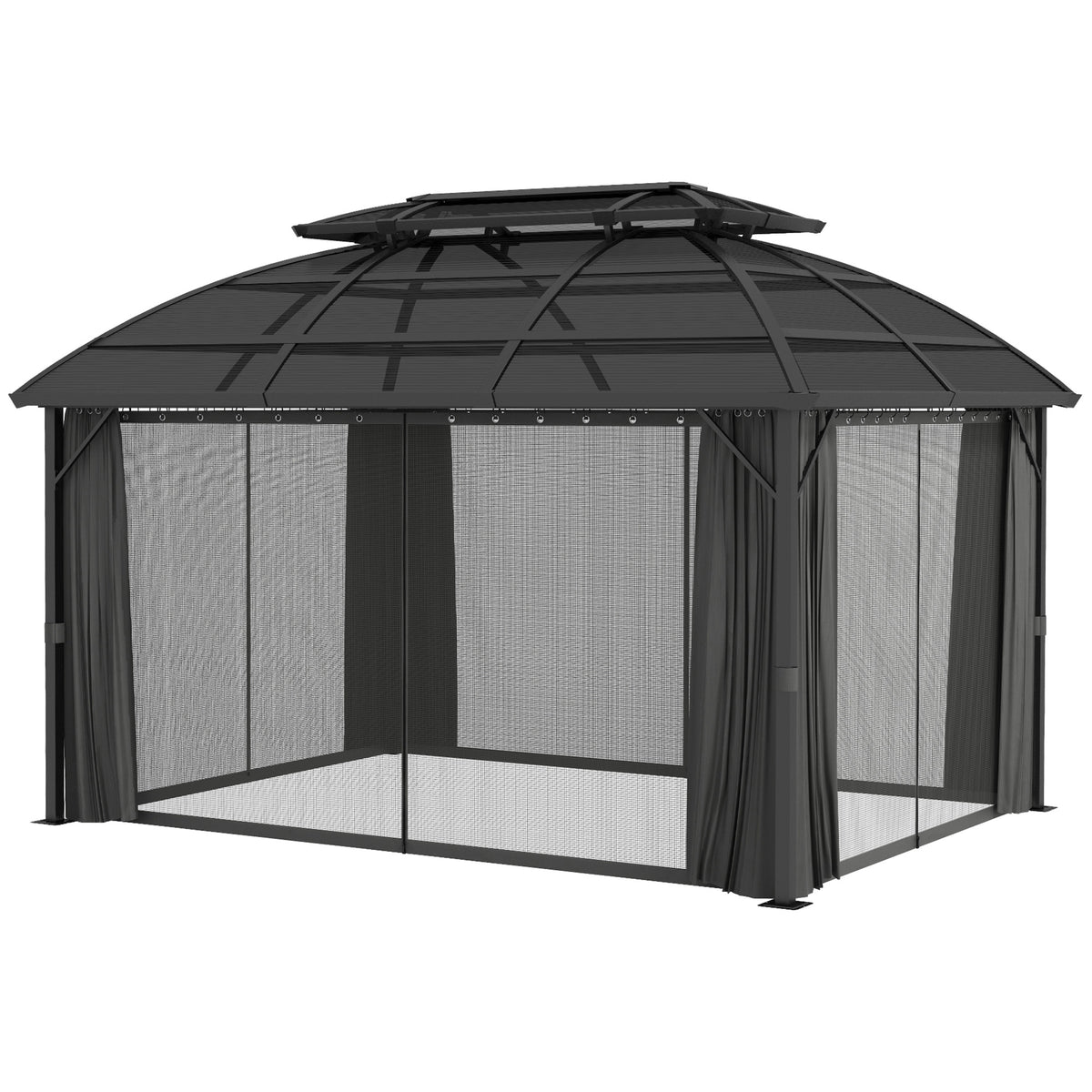 Gazebo de jardin double toit polycarbonate cadre aluminium