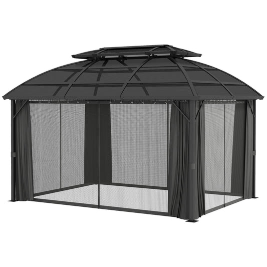 Gazebo de jardin double toit polycarbonate cadre aluminium