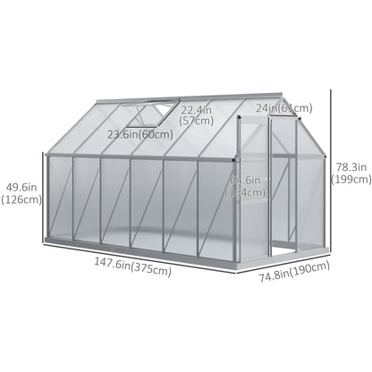 Serre de jardin polycarbonate 183 x 366 x 198 cm