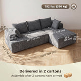 Sofa sectionnel modulaire en chenille avec méridienne — 3 places