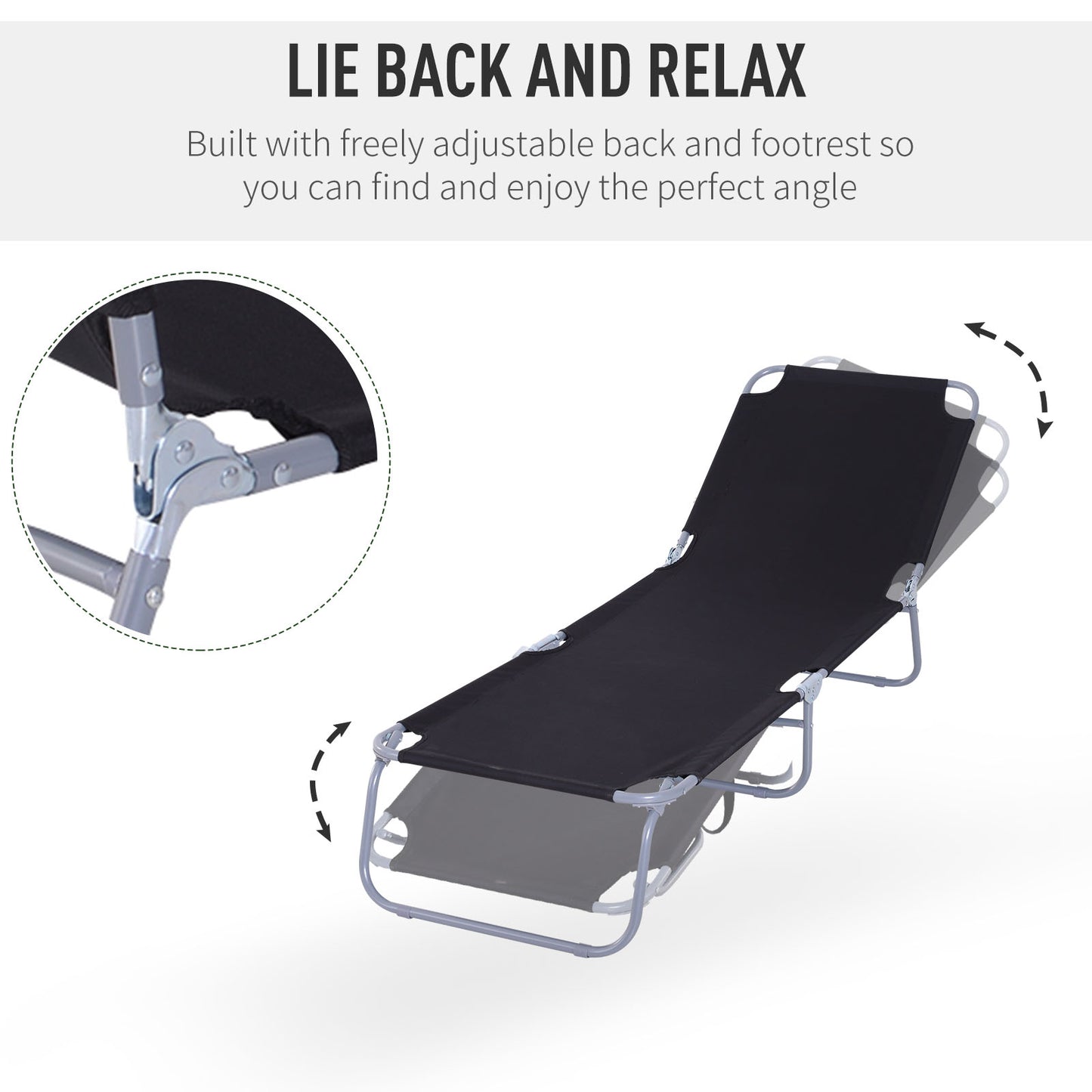 Chaise longue pliante extérieure à dossier réglable