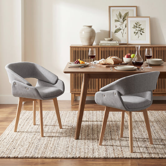 Chaises de salle à manger en lin rembourrées — Lot