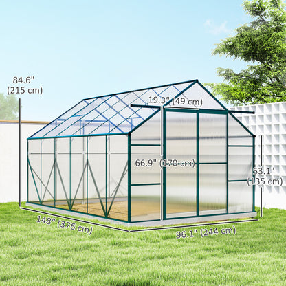 Serre de jardin 6,1 x 2,4 x 2,1 m avec ventilation ajustable