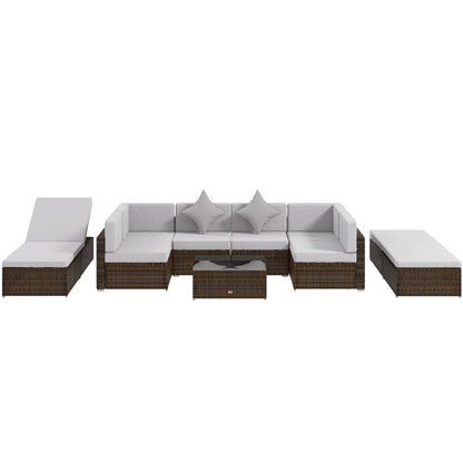 Ensemble patio 9 pièces osier modulaire avec coussins