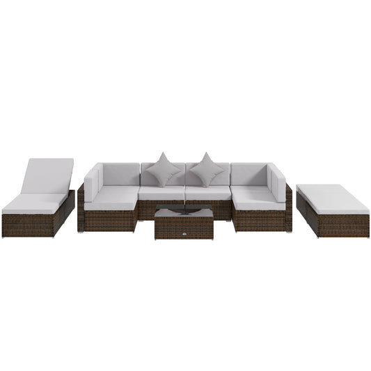 Ensemble patio 9 pièces osier modulaire avec coussins