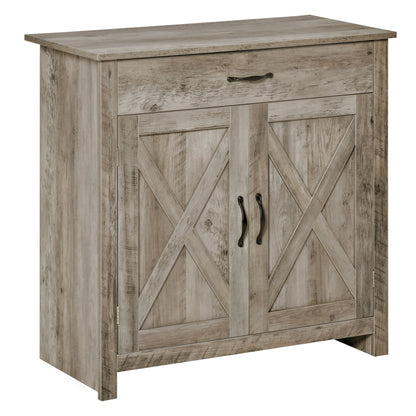 Buffet campagnard avec portes de grange et tiroir