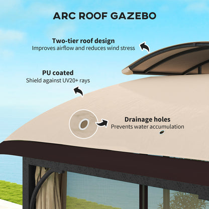 Gazebo de patio double toit avec filet et rideaux