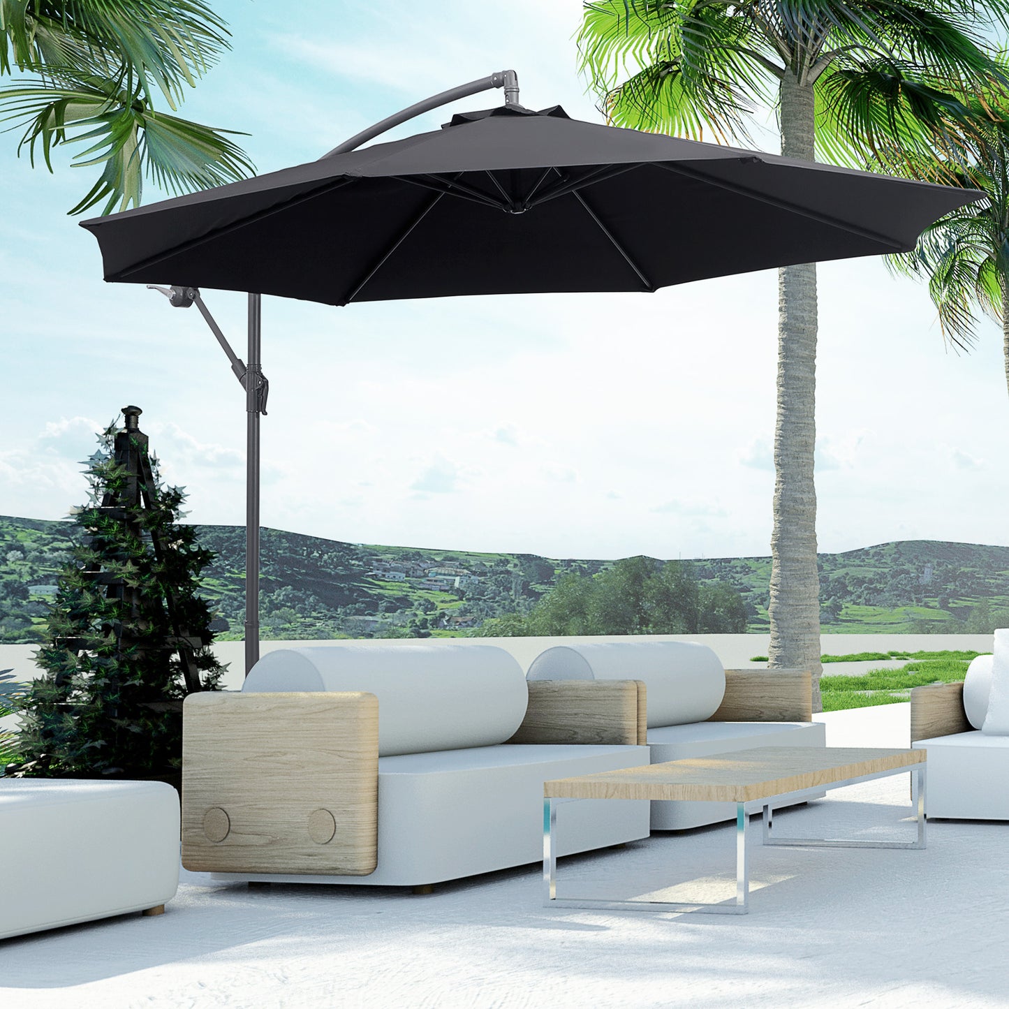 Parasol déporté rotatif 10 pi — Canopée résistante UV