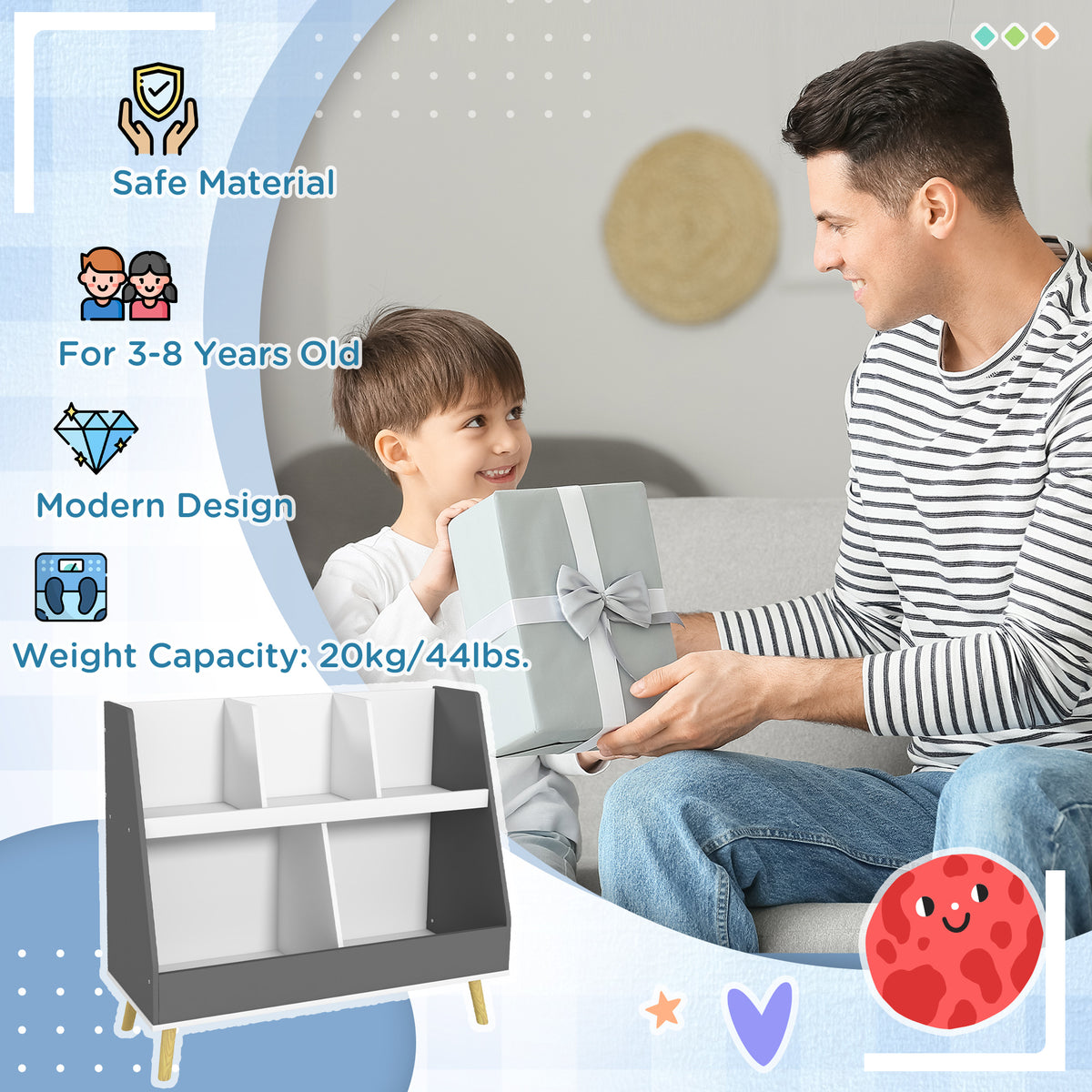 Organisateur de jouets pour enfants à 2 paliers