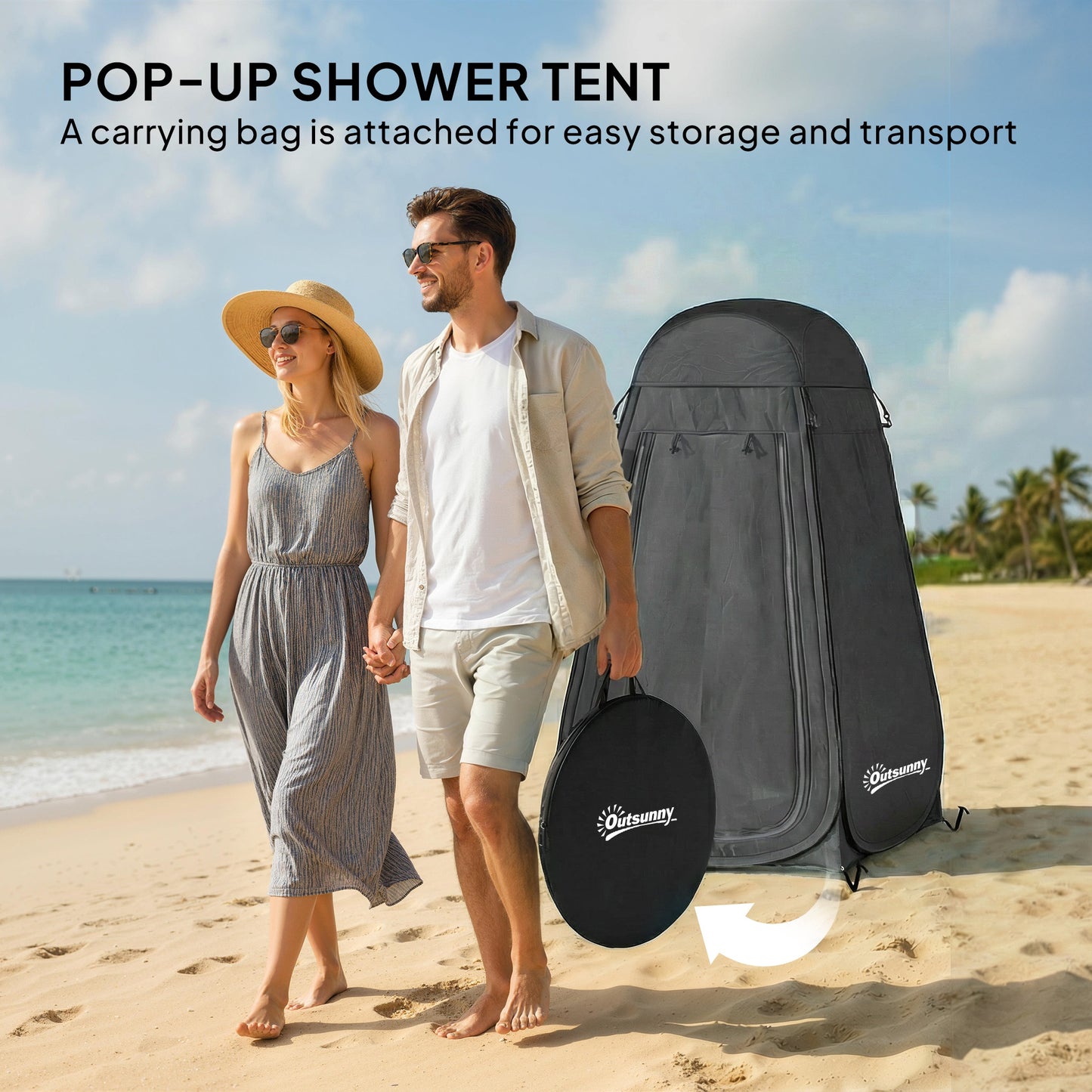 Tente de douche escamotable avec sac de transport
