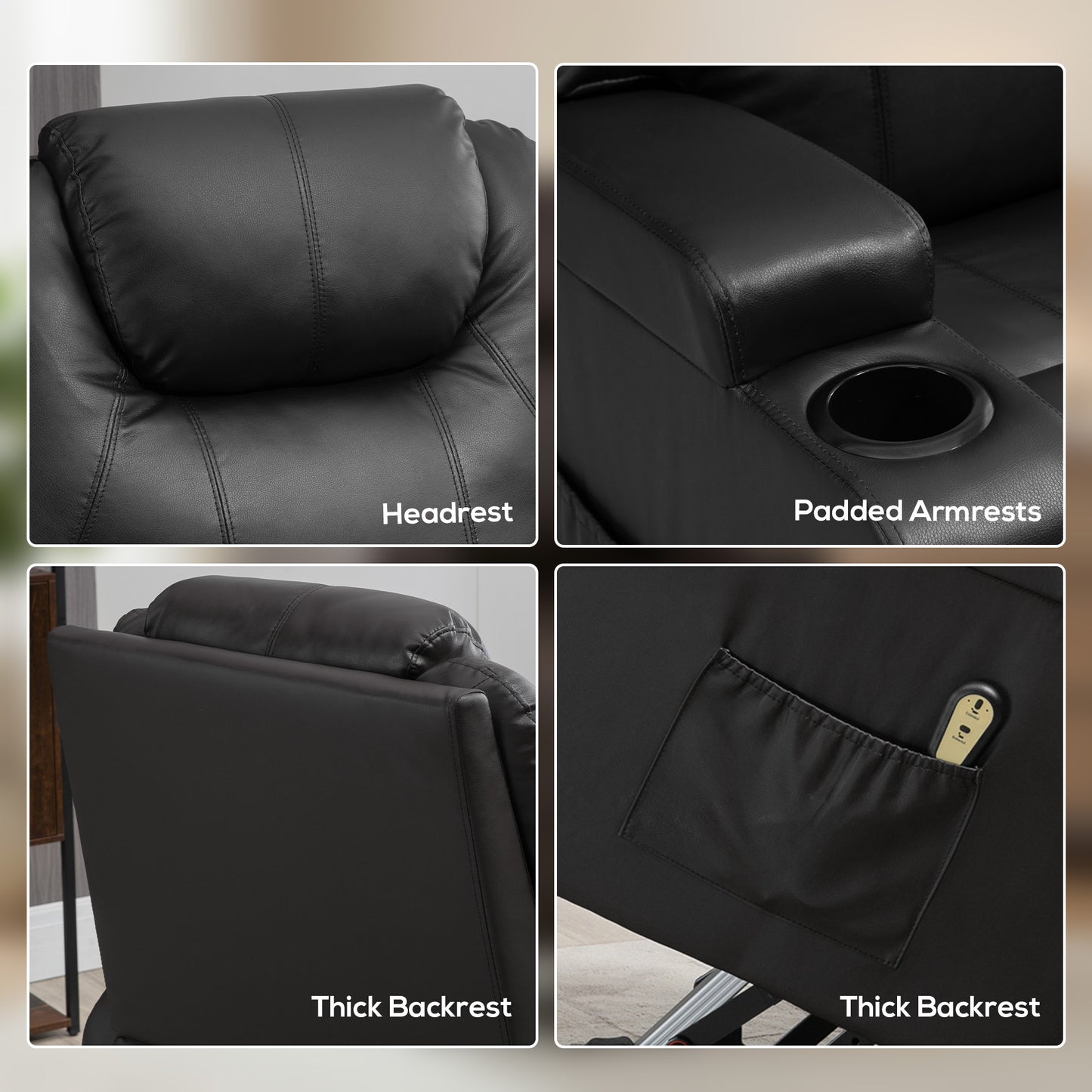 Fauteuil releveur électrique à dossier haut en similicuir