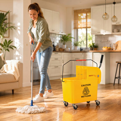 Seau à vadrouille avec essoreuse et roulettes 20 L