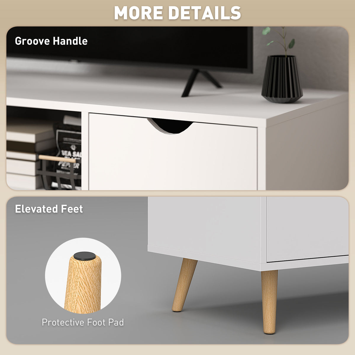 Meuble TV moderne avec rangement pour téléviseur de 127 cm