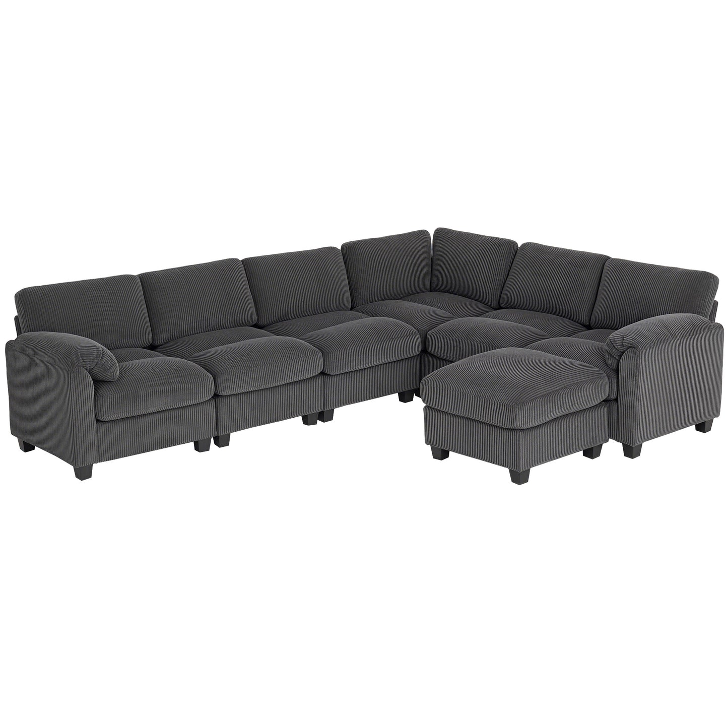 Sofa sectionnel modulaire en forme de U en velours côtelé