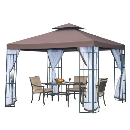 Gazebo de jardin double toit avec moustiquaire 3x3 m