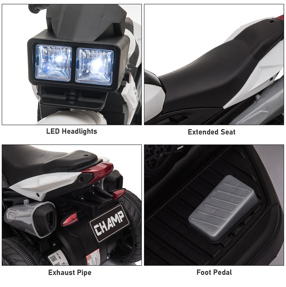 Moto électrique pour enfants 6V avec pédales musique phares