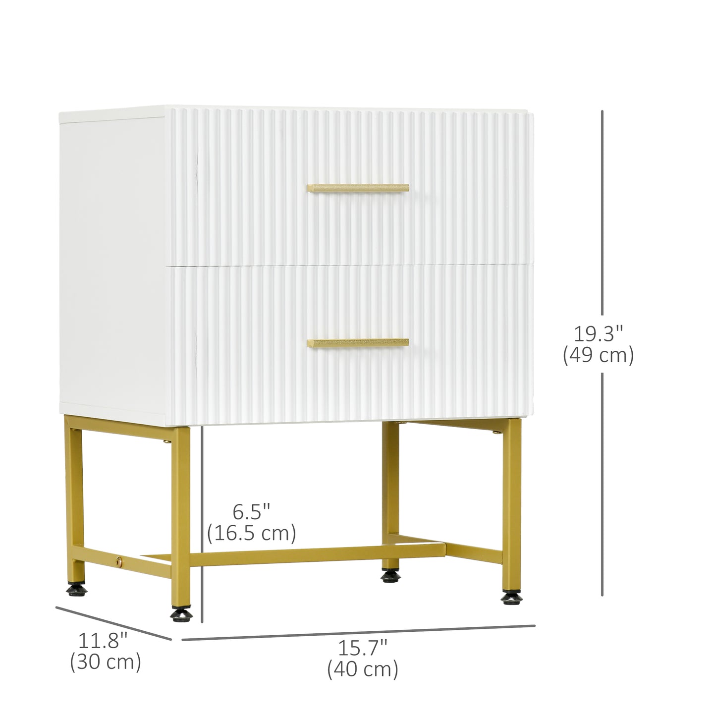 Tables de chevet modernes avec tiroirs cannelés 2 pièces