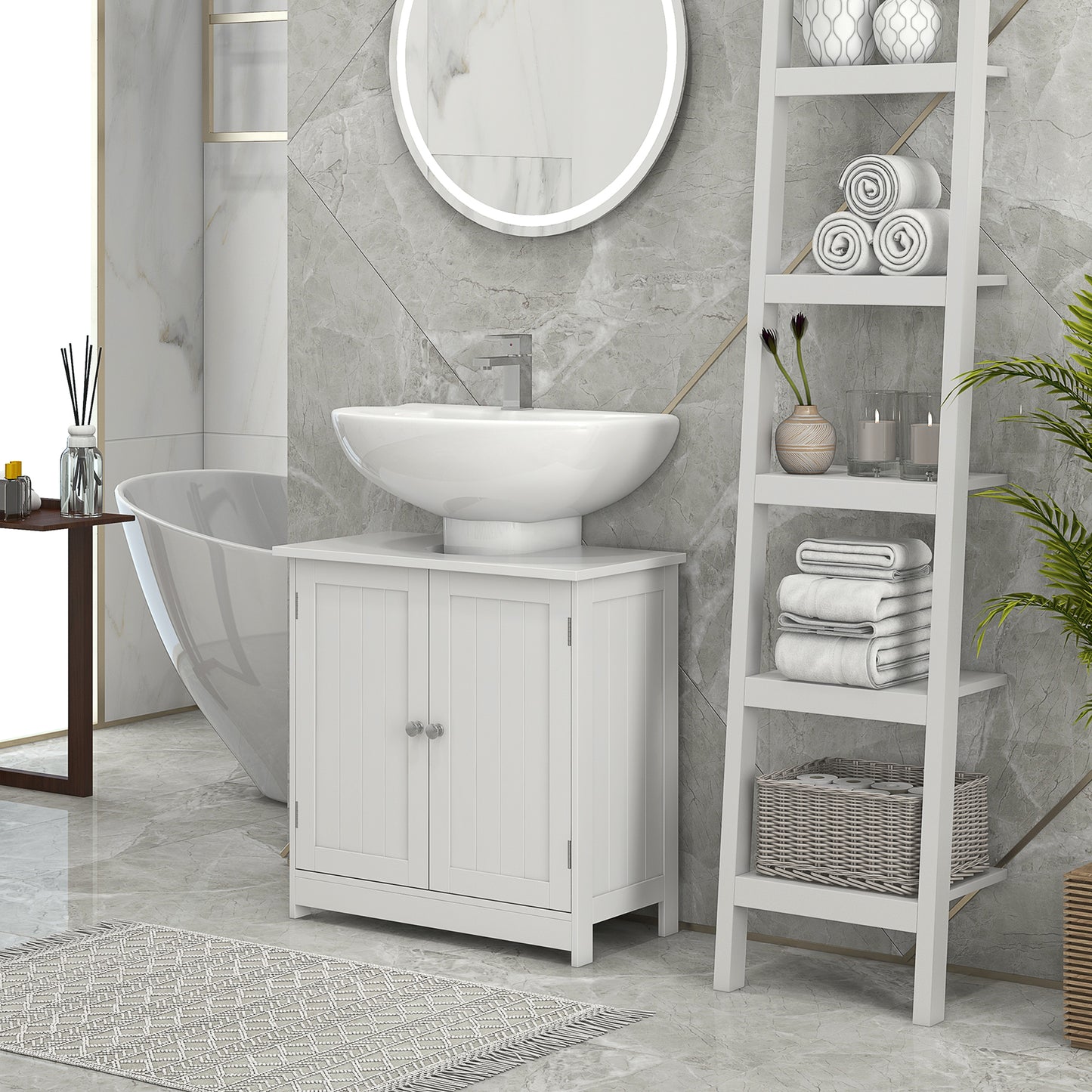 Meuble-lavabo sous évier avec 2 portes et tablette