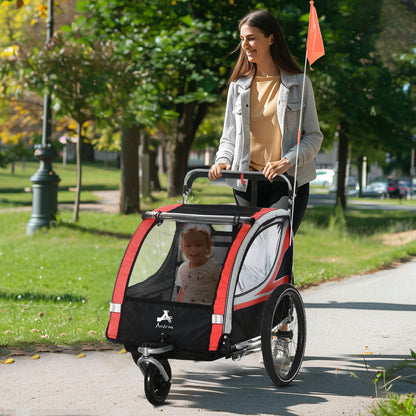Remorque vélo enfants 3-en-1 avec 2 sièges