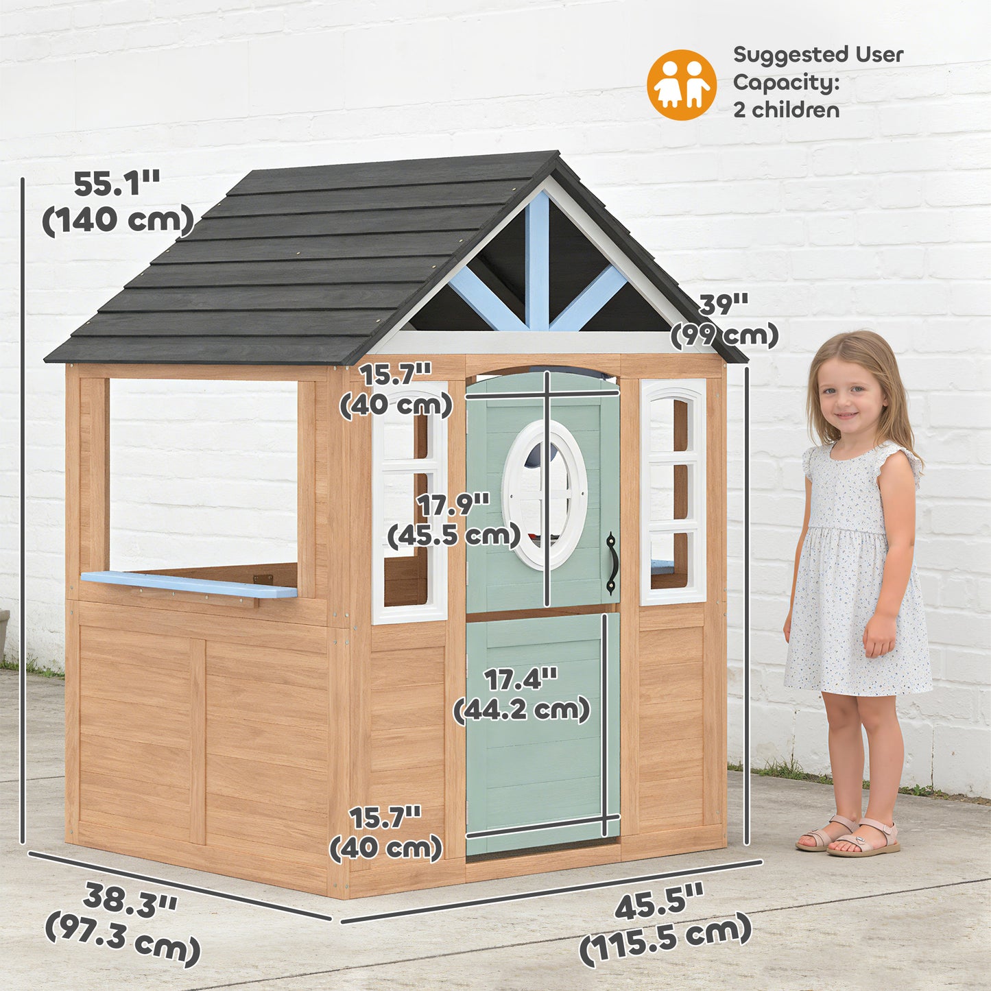 Maisonnette en bois avec cuisine et porte pour animaux