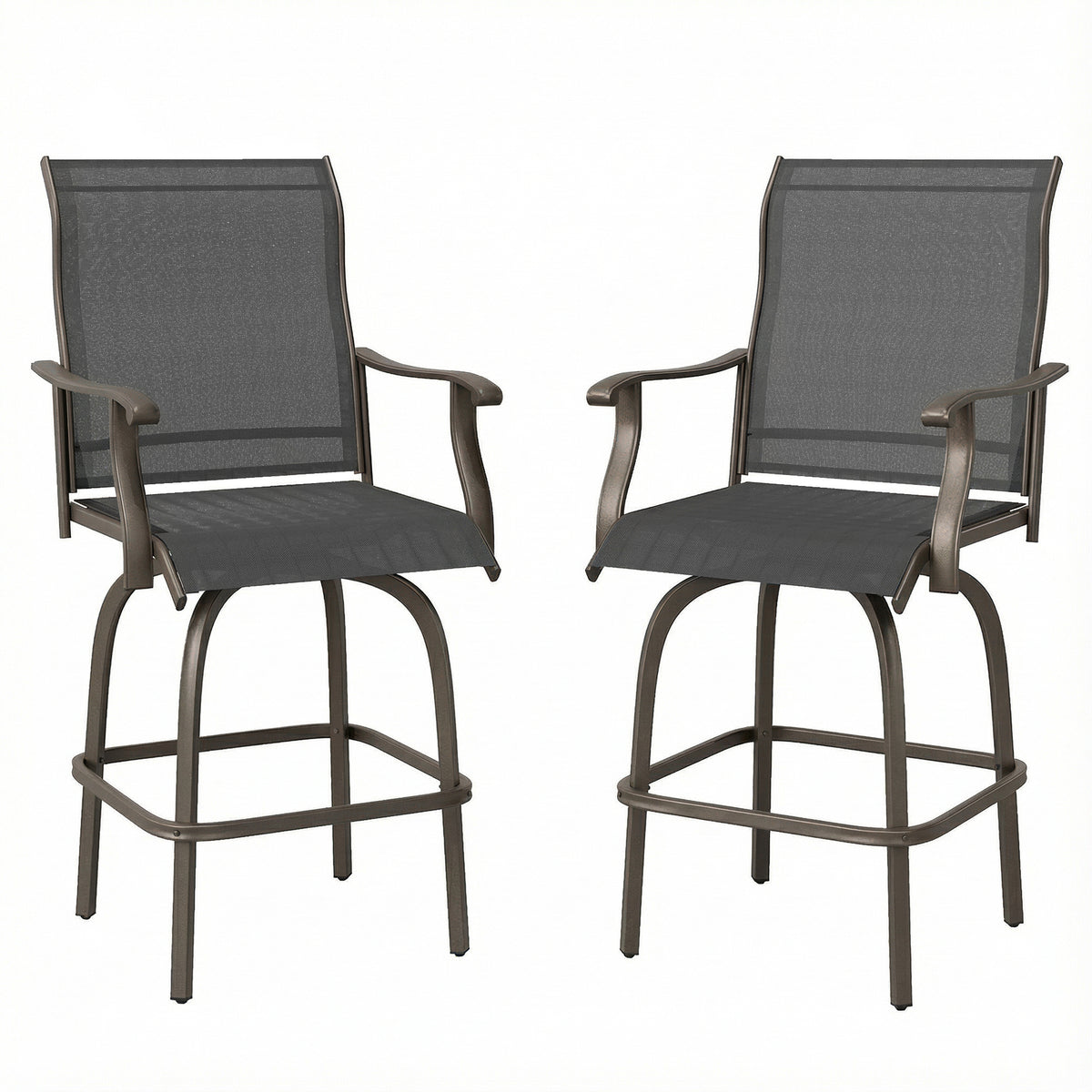 Chaises de bar extérieur pivotantes, ensemble de 2