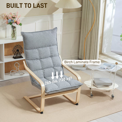 Fauteuil d'accent moderne avec accoudoirs en bois et mouvement berçant