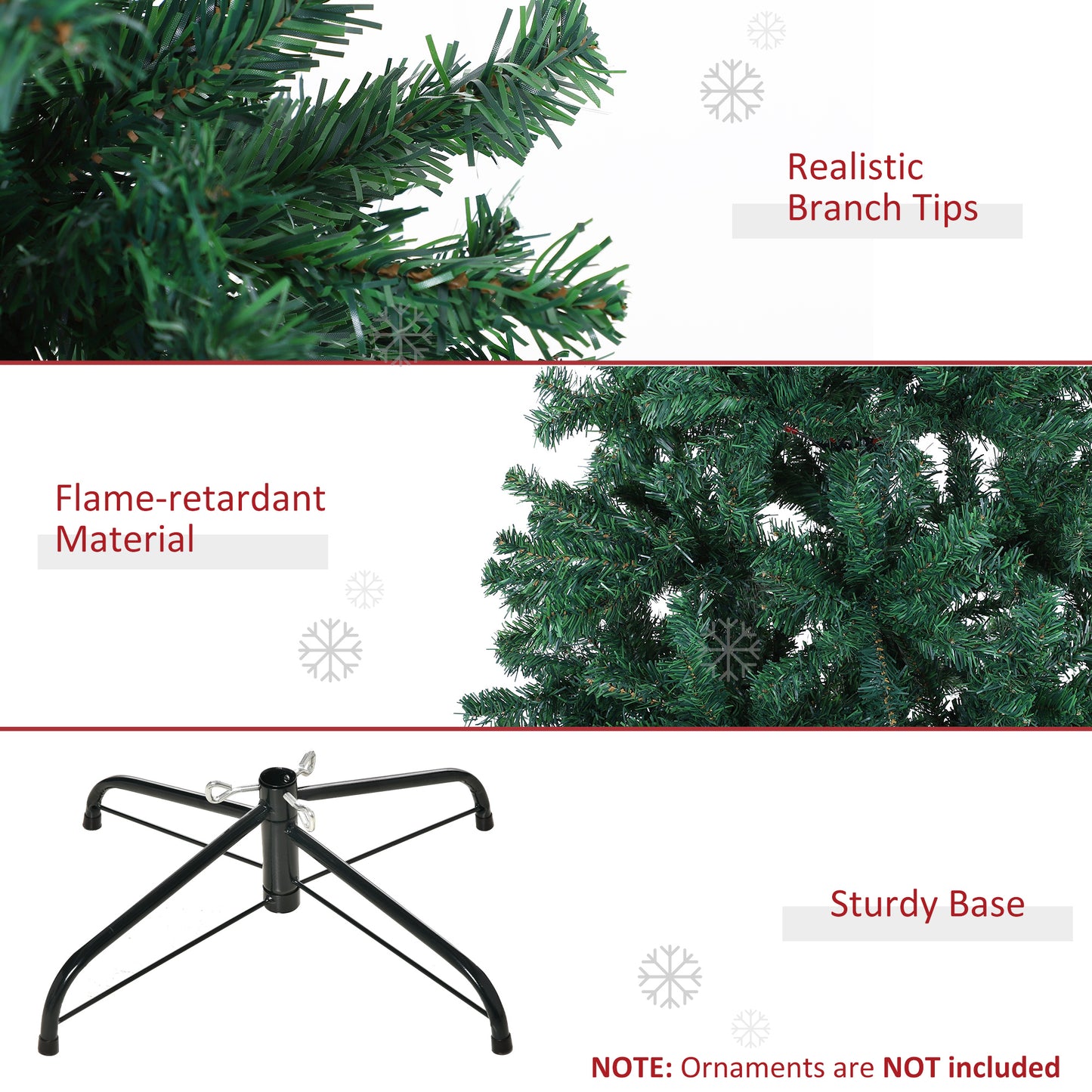 Sapin de Noël artificiel 1230 branches avec pied métallique