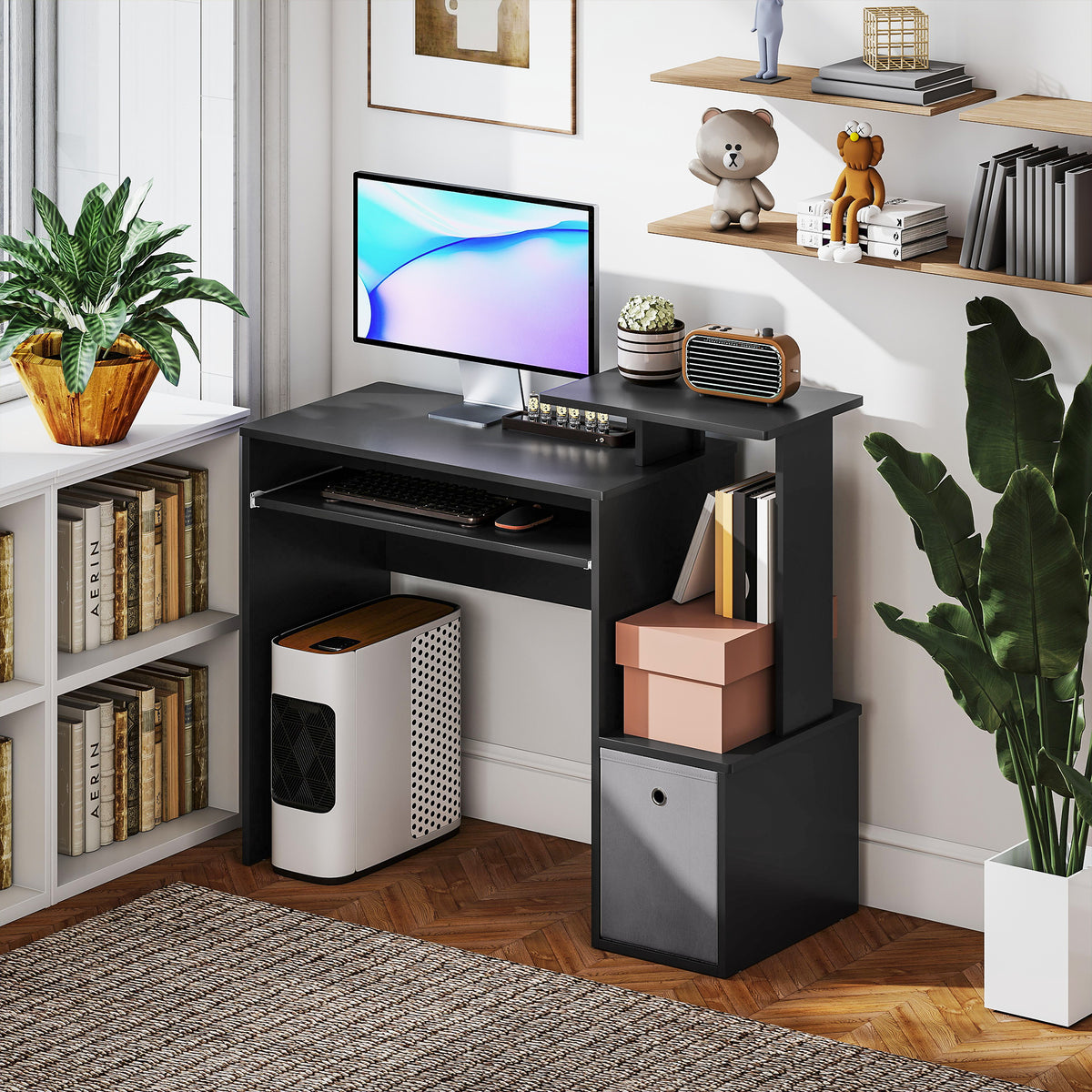 Bureau d'ordinateur avec tiroir et tablette pour clavier